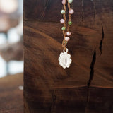 COLLAR TEJIDO VIRGEN GUADALUPE FLOR VERDE-ROSADO