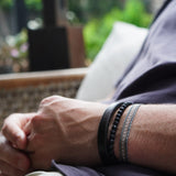 PULSERA CUERO GRUESO CAFE MORO BROCHE PLATA MATE HOMBRE