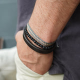 PULSERA CUERO GRUESO CAFE MORO BROCHE PLATA MATE HOMBRE