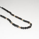 COLLAR TEJIDO TURQUESA AFRICANA NEGRA GOLDFILLED