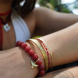 PULSERA PIEDRA ÁGATA BURDEO ESPÍRITU SANTO ENCHAPE ORO