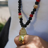 COLLAR VIRGEN CERÁMICA PIEDRAS VOLCÁNICAS AJUSTABLE