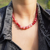 COLLAR PIEDRAS ROSA BURDEO AJUSTABLE