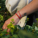 PULSERA PIEDRA CORAL PLATA AJUSTABLE