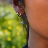 AROS ARGOLLAS ACERO INOXIDABLE PIEDRA AGUA MARINA