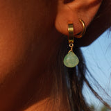 AROS ARGOLLAS GRUESAS ACERO INOXIDABLE PIEDRA CRIZOPRASA