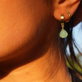 AROS ARGOLLAS GRUESAS ACERO INOXIDABLE PIEDRA CRIZOPRASA