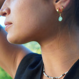 AROS ARGOLLAS GRUESAS ACERO INOXIDABLE PIEDRA CRIZOPRASA