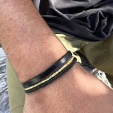 PULSERA CUERO HOMBRE DELGADA BROCHE