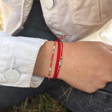 PULSERA TELAR DELGADA ROJO BERMELLÓN NIÑA