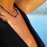 COLLAR TEJIDO NEGRO BLANCO GOLD FILLED