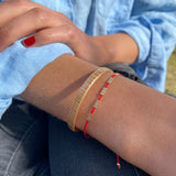 PULSERA TRI ROJA GOLD FILLED