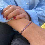 PULSERA TELAR DELGADA ROJO AZUL