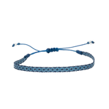 PULSERA TELAR DELGADA ROMBOS AZUL CELESTE