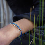 PULSERA TELAR DELGADA ROMBOS AZUL CELESTE