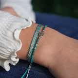 PACK PULSERAS VIRGEN TURQUESA ROSADO Y TELAR PLATA