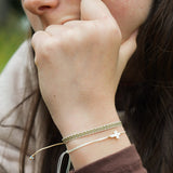 PACK PULSERAS TELAR  CRUZ NACAR GOLD FILLED TEEN