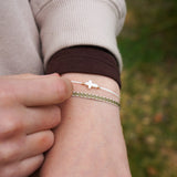 PACK PULSERAS TELAR  CRUZ NACAR GOLD FILLED TEEN