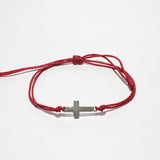 PULSERA CRUZ  PLATA ROJO NIÑO