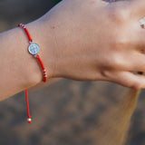 PULSERA MOSTACILLAS ROJAS SAN BENITO PLATA NIÑA