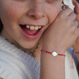 PULSERA MOSTACILLAS ROJAS SAN BENITO PLATA NIÑA