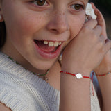 PULSERA MOSTACILLAS ROJAS SAN BENITO PLATA NIÑA