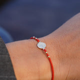 PULSERA SAN BENITO MOSTACILLAS ROJAS ENCHAPE ORO