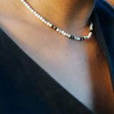 COLLAR TEJIDO BLANCO NEGRO GOLDFILLED