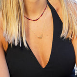 COLLAR TEJIDO BURDEO GOLD FILLED