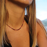 COLLAR TEJIDO BURDEO GOLD FILLED
