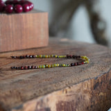 COLLAR TEJIDO BURDEO VERDE GOLDFILLED