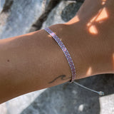 PULSERA TELAR DELGADA MORADO PLATA