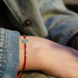 PULSERA VIRGEN MOSTACILLAS ROJAS ENCHAPE ORO TEEN