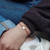 PULSERA VIRGEN MOSTACILLAS ROJAS ENCHAPE ORO TEEN