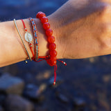 PULSERA VIRGEN DE LOS RAYOS ROJA ENCHAPE ORO