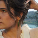 AROS ARGOLLA PIEDRA GOTA LARGA ENCHAPE ORO