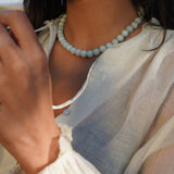 COLLAR ÁGATA FACETADA CELESTE AGUA