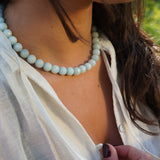 COLLAR ÁGATA FACETADA CELESTE AGUA