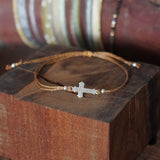 PULSERA CRUZ COLONIAL CAFÉ PLATA
