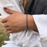 PULSERA TELAR DELGADA AZUL COBRE