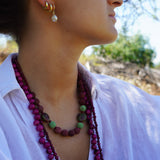 AROS ARGOLLA PERLA IRREGULAR CHICA ENCHAPE ORO