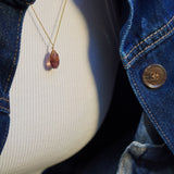 COLLAR PIEDRA FLUORITA ENCHAPE ORO
