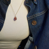 COLLAR PIEDRA FLUORITA ENCHAPE ORO