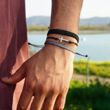 PULSERA TELAR ROMBOS GRIS NEGRO HOMBRE