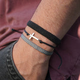 PULSERA TELAR ROMBOS GRIS NEGRO HOMBRE