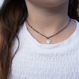 COLLAR TEJIDO VIRGEN GUADALUPE FLOR (ROSADO-PLATA)