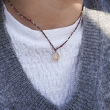 COLLAR TEJIDO VIRGEN GUADALUPE FLOR (ROSADO-PLATA)