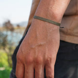 PULSERA TELAR NEGRA BEIGE HOMBRE