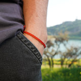 PULSERA TELAR DELGADA  ROJA ROMBO HOMBRE