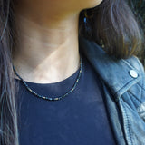 COLLAR TEJIDO TURQUESA AFRICANA NEGRA GOLDFILLED